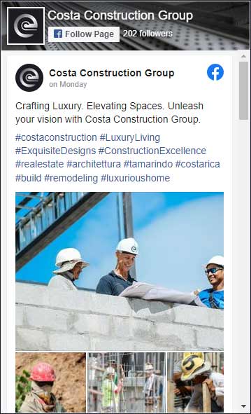Costa Construction Group - construction of luxury villas & pools - instagram channel